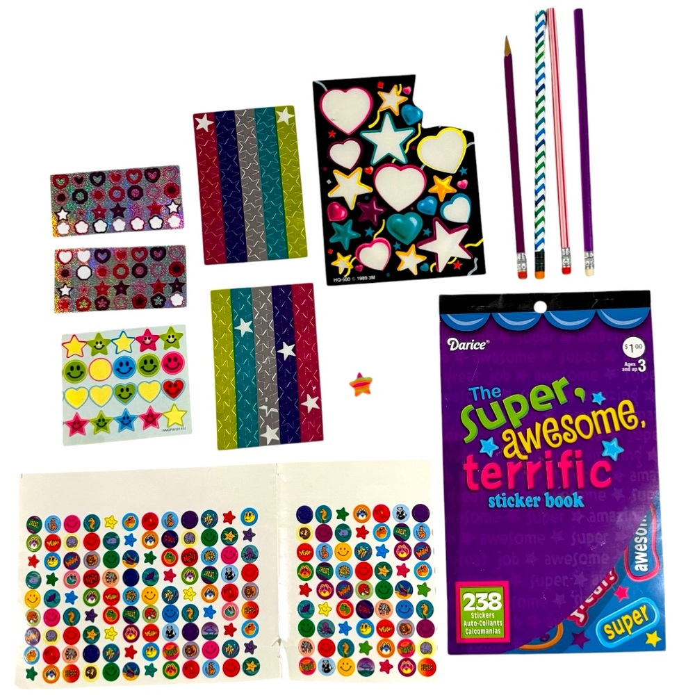 Over 400 Stickers & 4 pencils